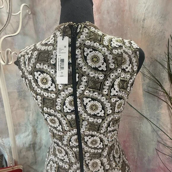 NEW📌Alice+Olivia Stunning Metallic Accented Jacquard Fabric Mini Cocktail Dress - Picture 8 of 15